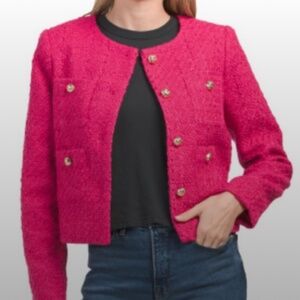 RACHEL ZOE Fuchsia Tweed Boucle  Blazer Size XS